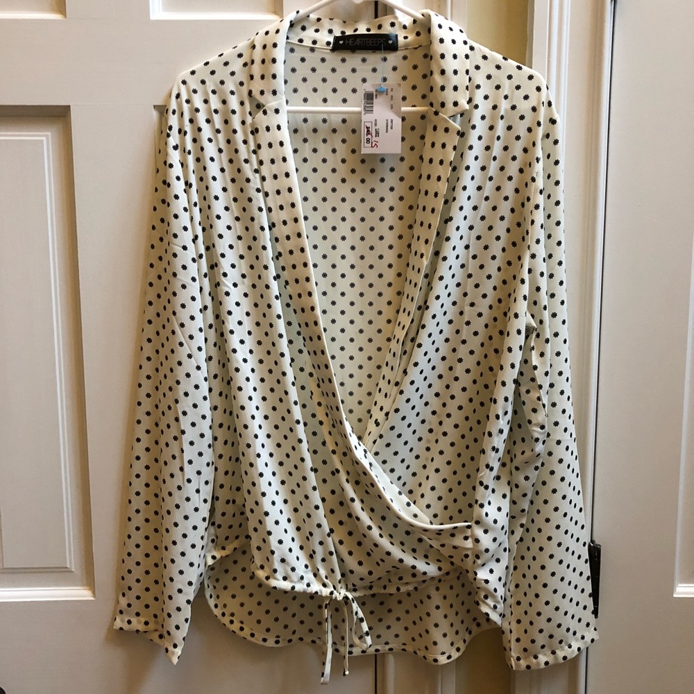 BRAND NEW Heartbeeps Long Sleeve Surplice Blouse